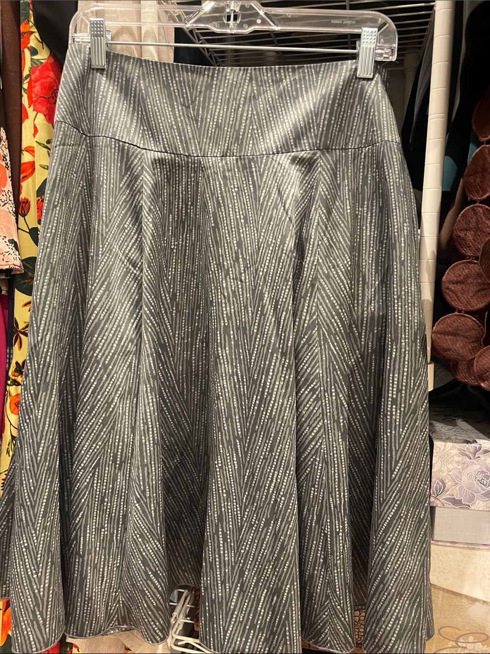 Women's Gray A-Line Skirt with Subtle Stripe